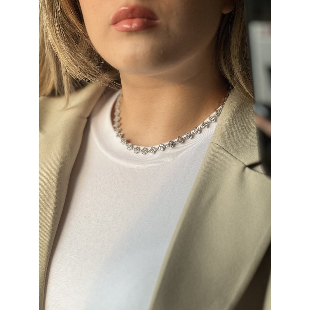 VIP | Mini silver taşlı yonca kolye