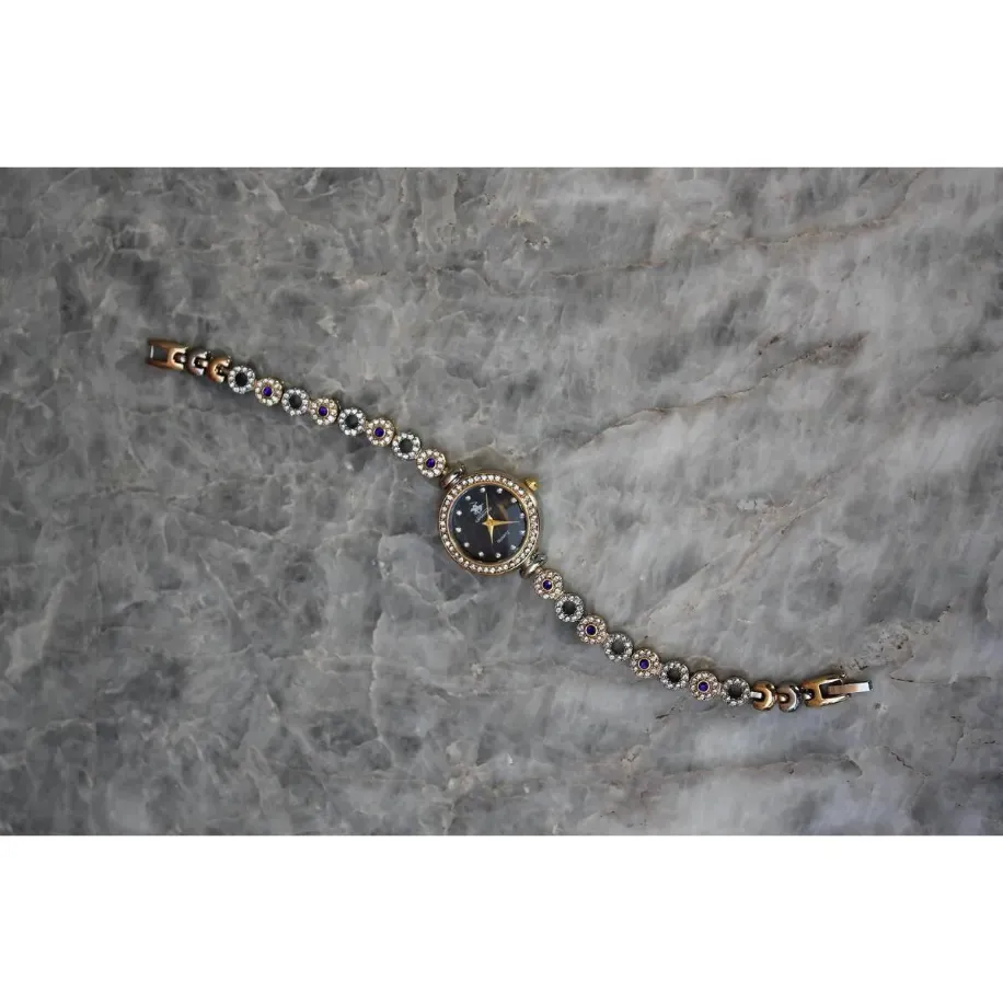 Bella Rosa Blue Oval Taşlı Gold Detaylı Kadın Saat