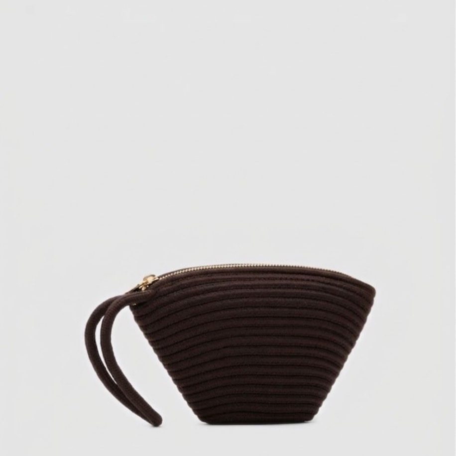 Handmade Hasır Clutch Çanta Acı Kahve