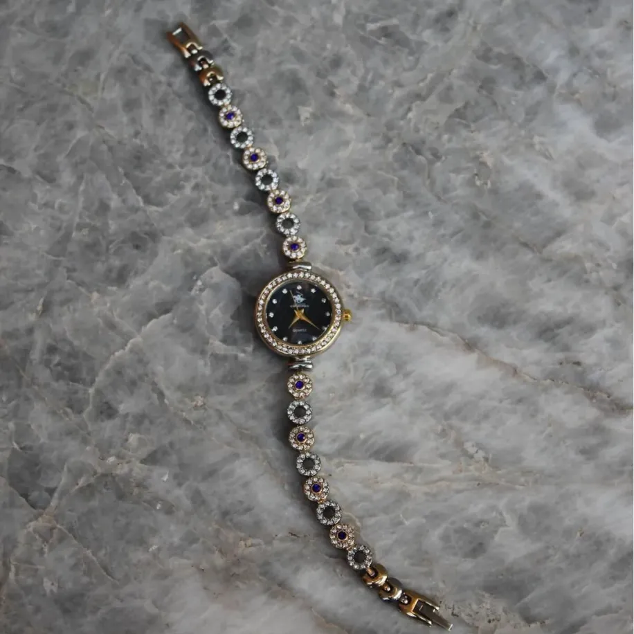 Bella Rosa Blue Oval Taşlı Gold Detaylı Kadın Saat