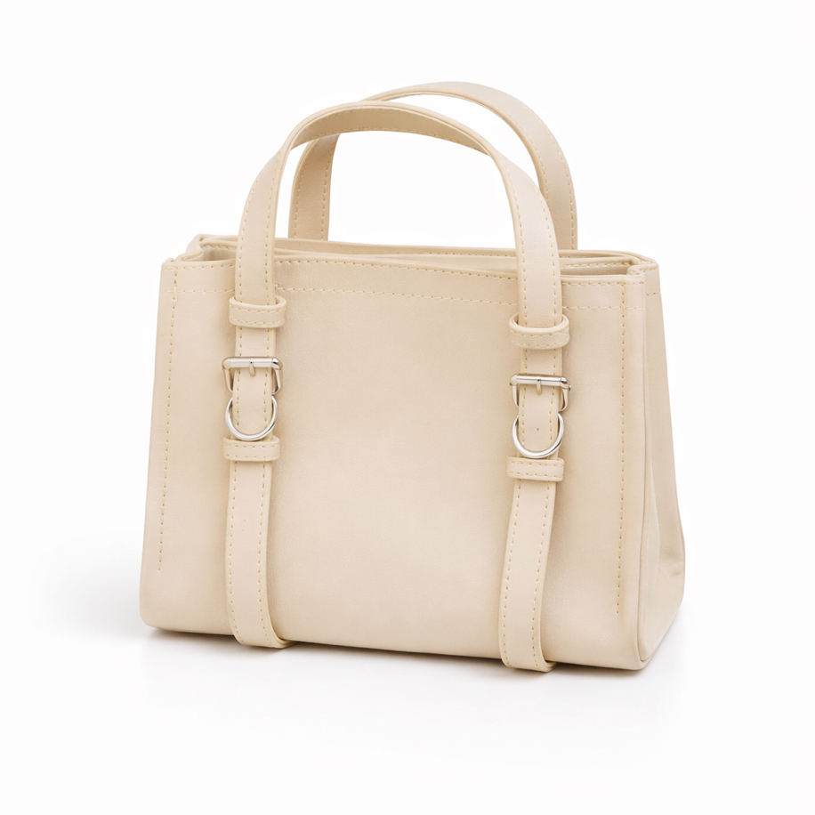 Ivy | Krem Dikiş Detaylı Tote Çanta