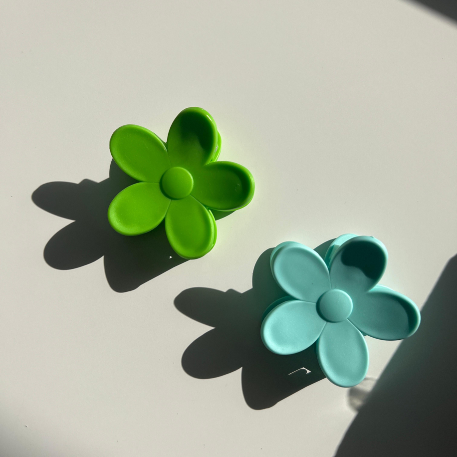 Yeşil Flower Clips Saç Tokası