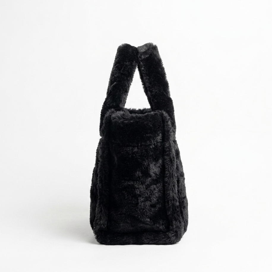 Soft Luxe Peluş- Siyah Tote Çanta