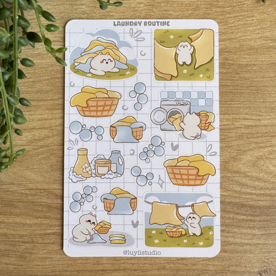 Laundry Routine sticker sheet | Luyi Studio