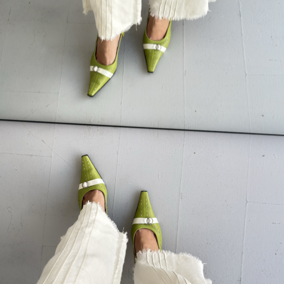 Pistachio Pointed Slingbacks