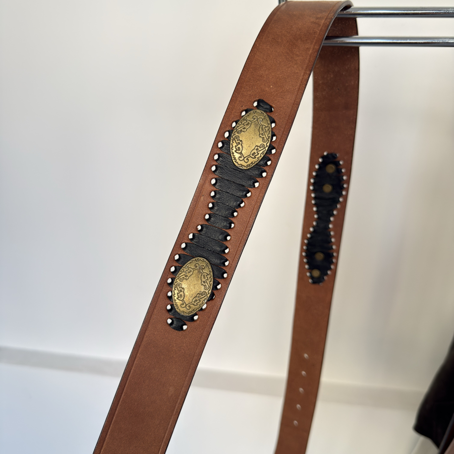 Western Style Leather Concho Belt