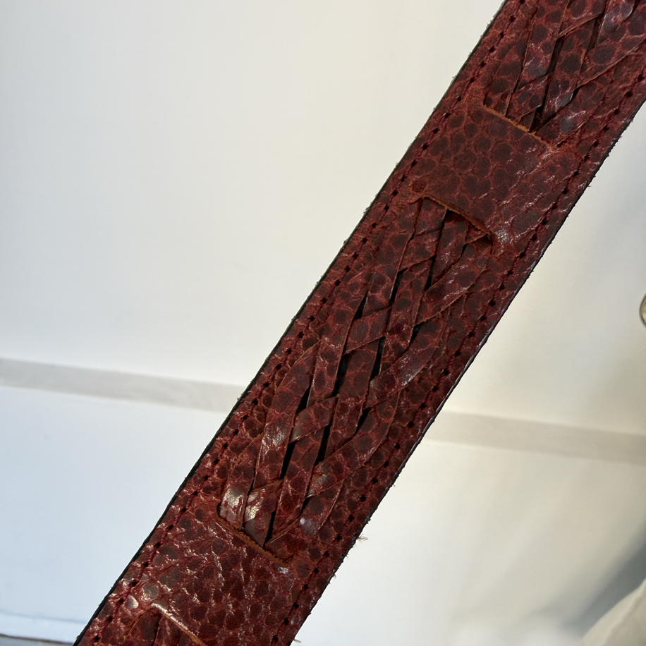Vintage Red Tooled Leather Belt