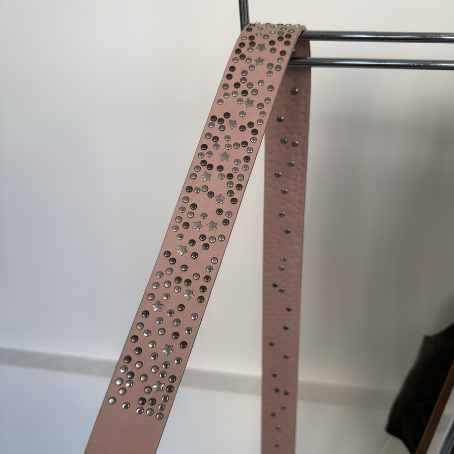 Y2K Pink Belt with Silver Studs