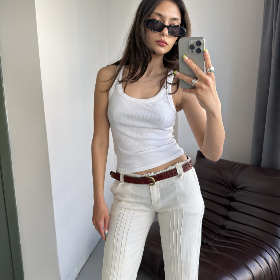 Made in Italy • Dolce & Gabbana Düşük Bel %100 Pamuk Pantolon