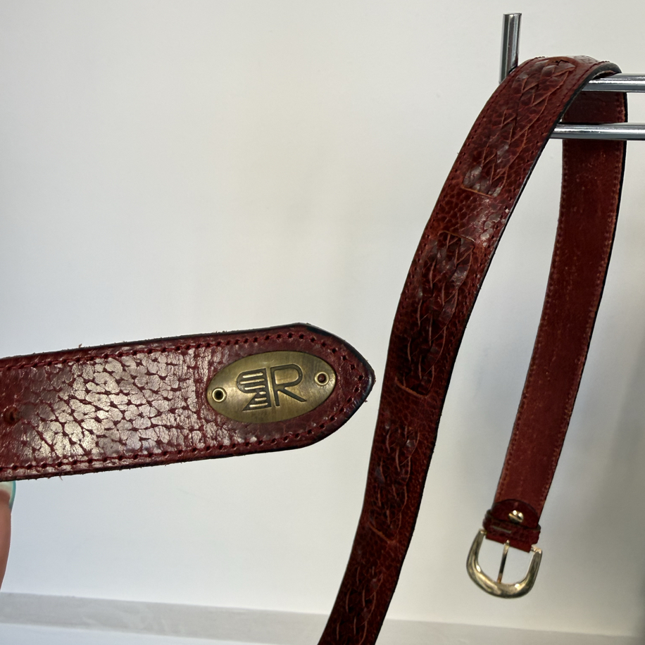 Vintage Red Tooled Leather Belt