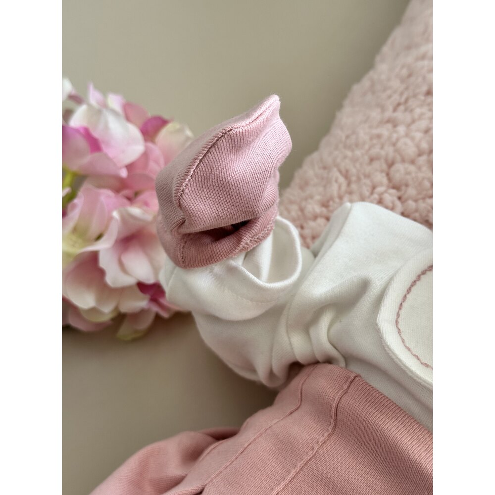 Gül Kurusu 4 Parça Hastane Çıkışı Set (Body, Pantolon, Bere ve Eldiven)