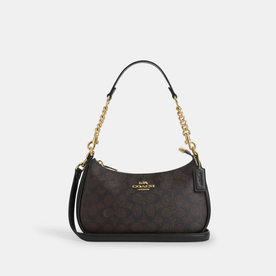 Coach Teri Shoulder Bag Walnut Black
