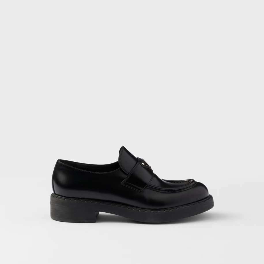 Prada Chocolate brushed leather loafers