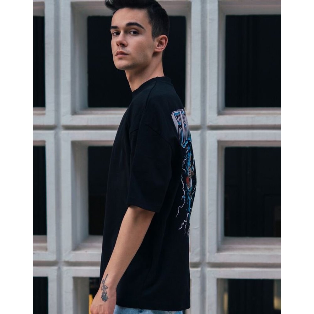 Oversize Choose Baskılı T-Shirt Siyah