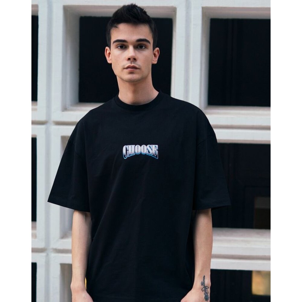 Oversize Choose Baskılı T-Shirt Siyah