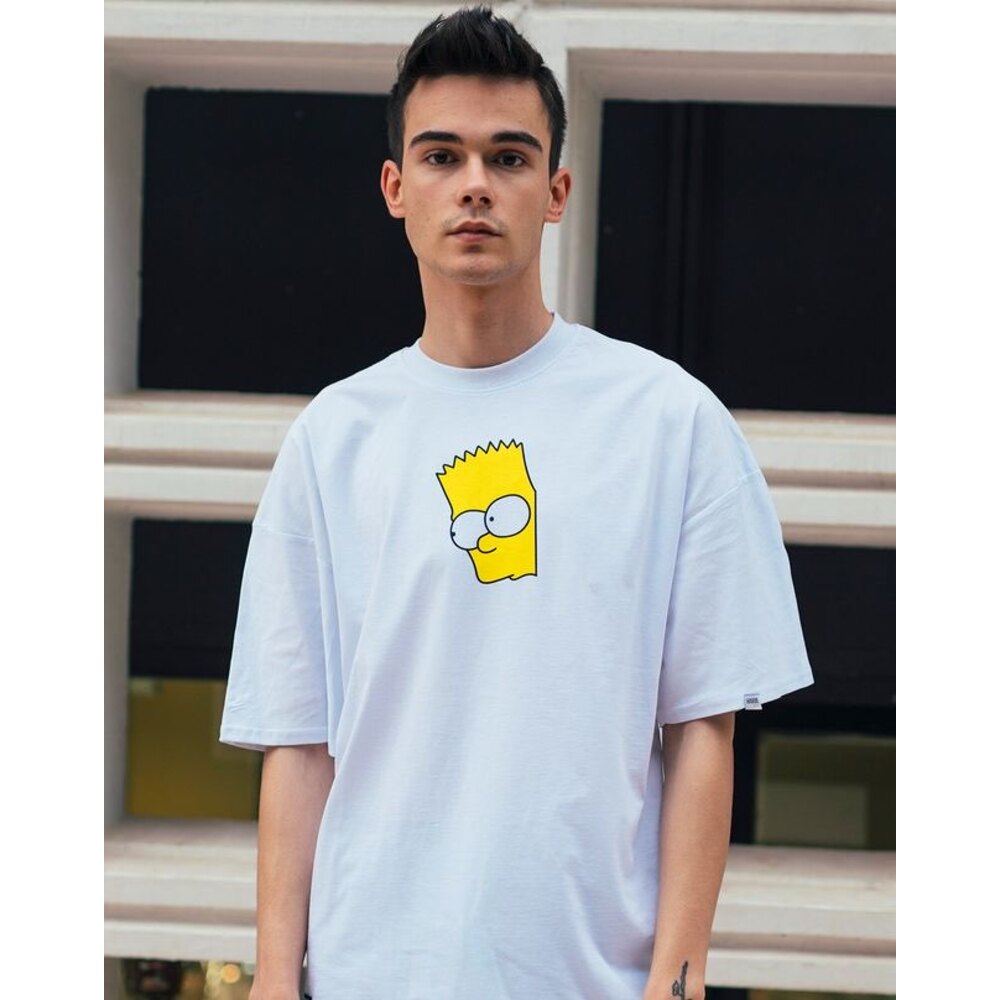 Oversize Simpsons Baskılı T-Shirt Beyaz