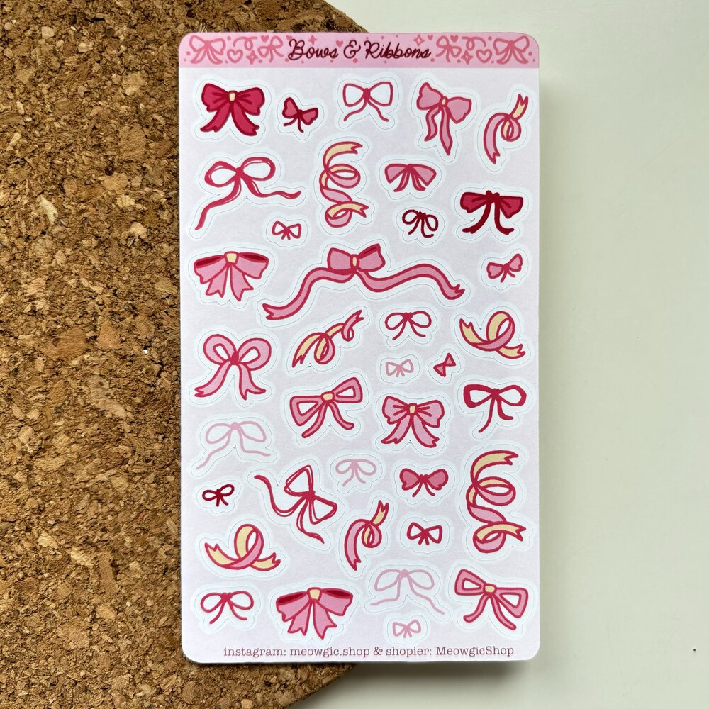 Bows & Ribbons - Mat Sticker Sheet | Meowgic Shop =^·ω·^=
