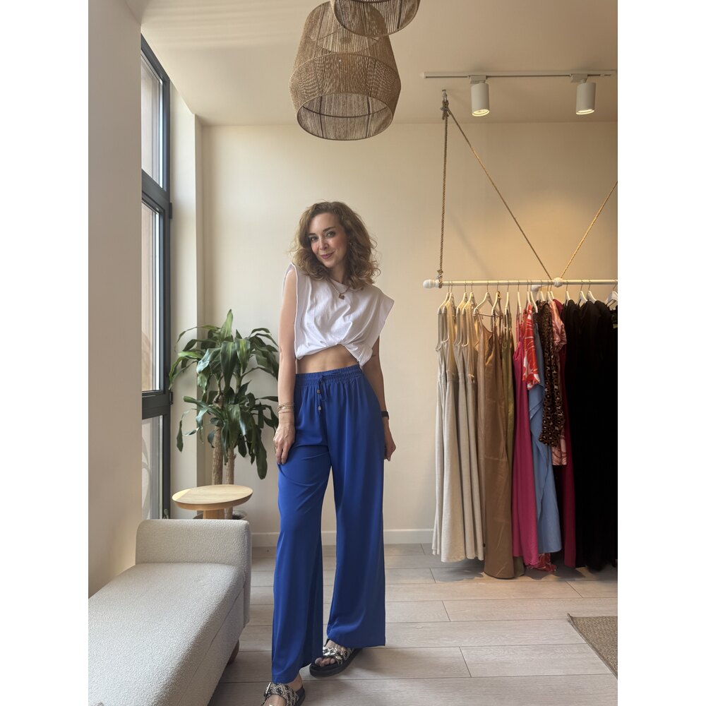 Saks Mavisi Dökümlü Pantolon