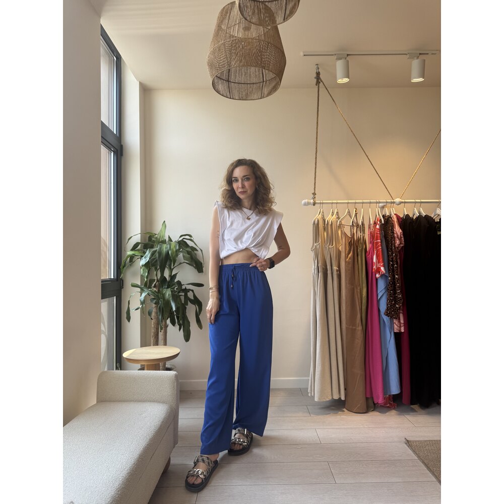 Saks Mavisi Dökümlü Pantolon