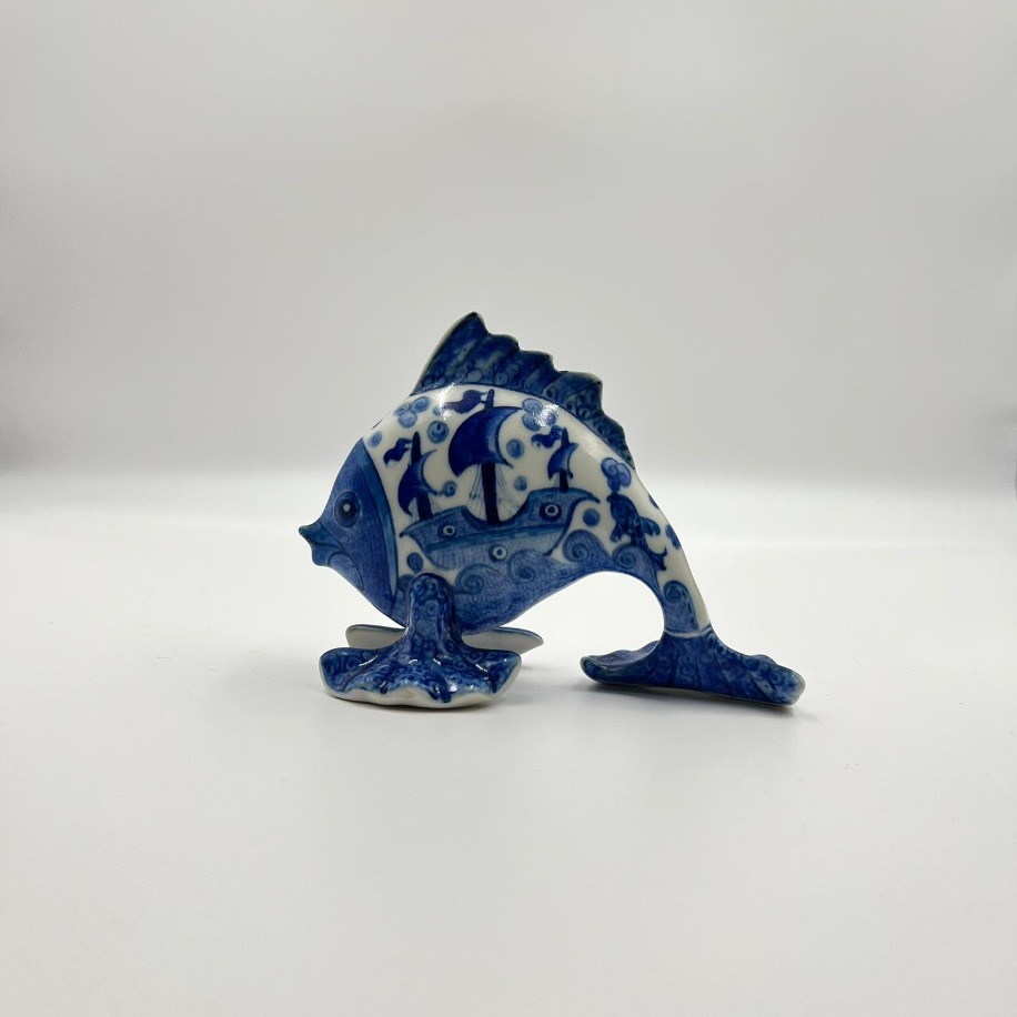 Dekoratif Seramik Piri Reis Motifli Balık Biblo