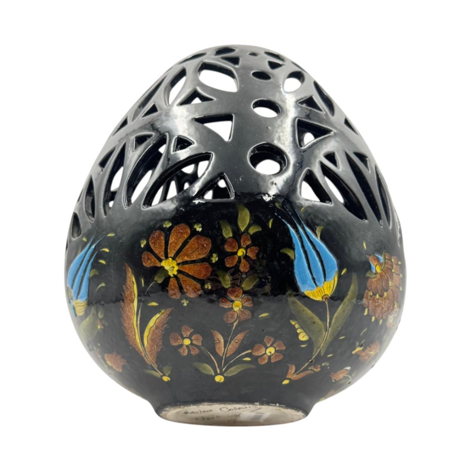 Siyah Delikli (Ajurlu) Seramik Mumluk Fener