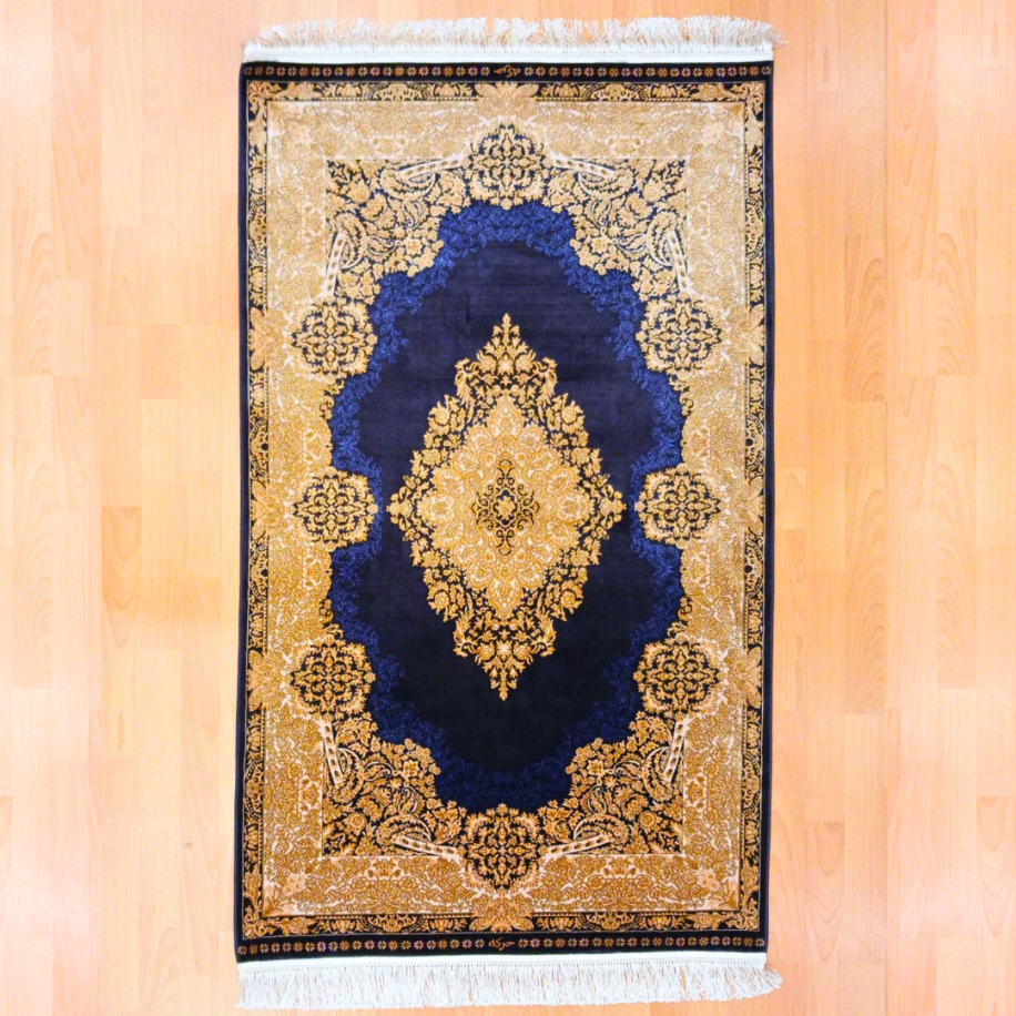 Elmas Motifli 250 x 350 CM İpek Halı Mavi 