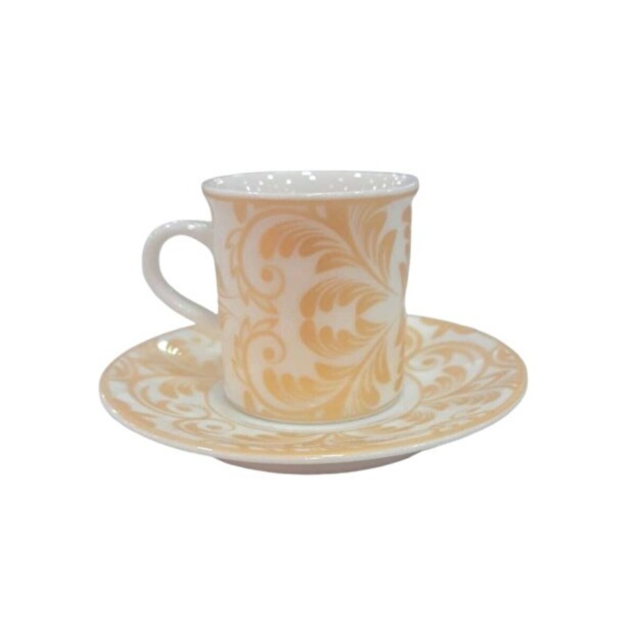 Modern Desenli 6 Kişilik Kahve Fincan Takımı Sarı 