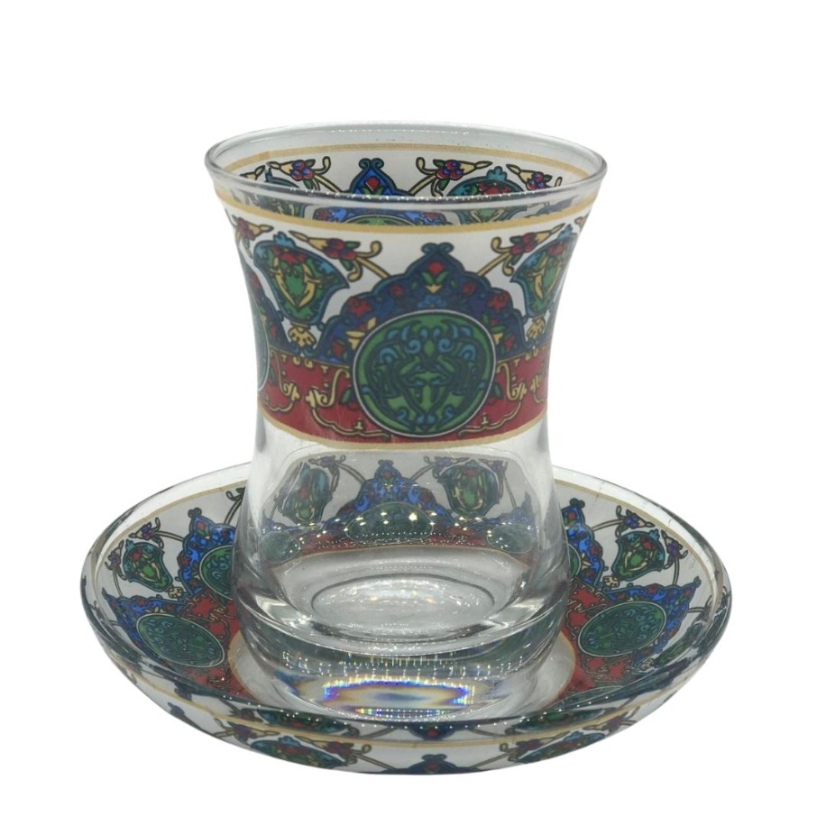 Otantik Desenli 6 Kişilik Çay Bardağı Seti