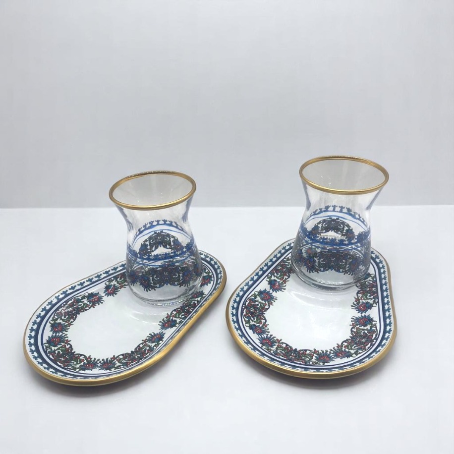Çini Desenli 2 Kişilik Sunum Çay Seti 