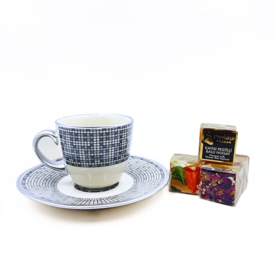 Hermes Mozaik 6 Kişilik Kahve Fincan Takımı Gri