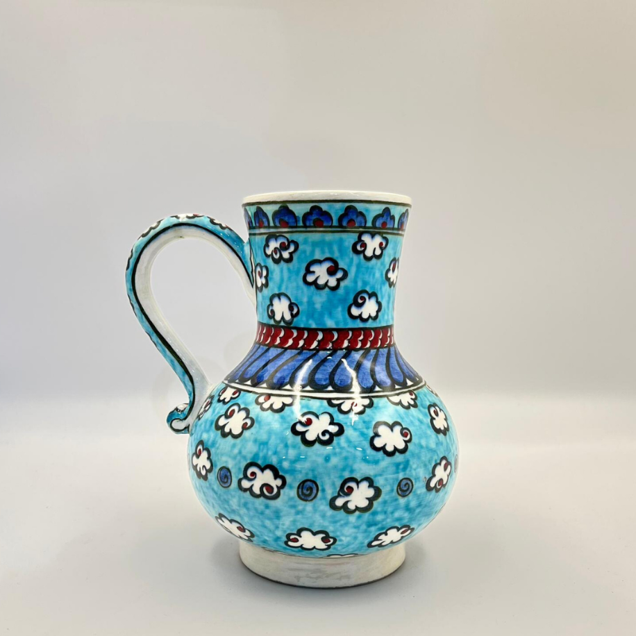 Dekoratif Seramik Lale ve Bulut Desenli Sürahi