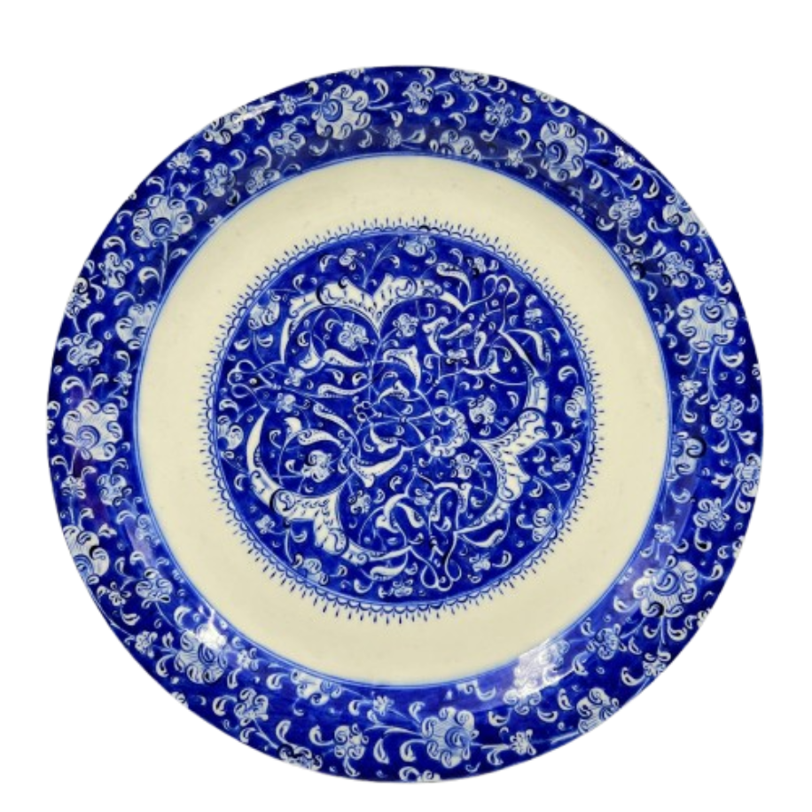 Klasik ve Monokrom İznik Dekoratif Çini Tabak
