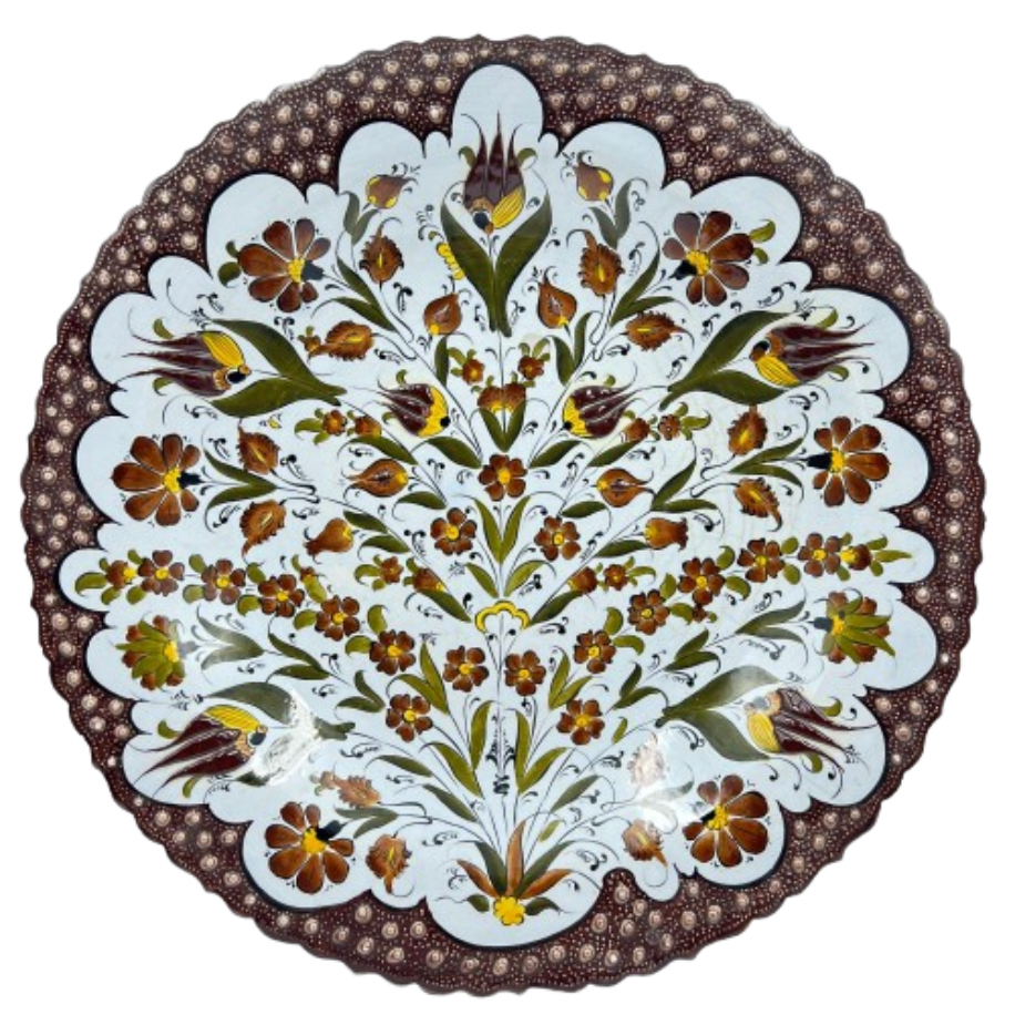 Hayat Ağacı & İznik Lale Motifli Dekoratif Çini Tabak
