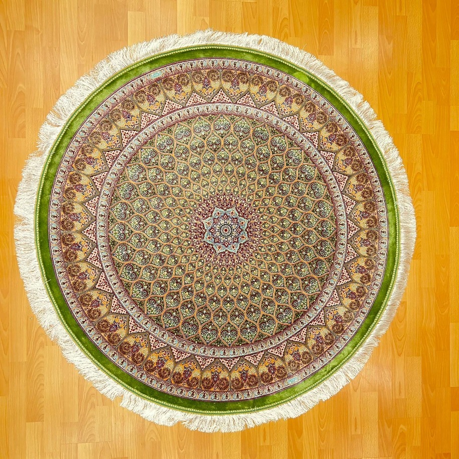 Yuvarlak Geometrik Desenli 250 x 350 CM İpek Halı