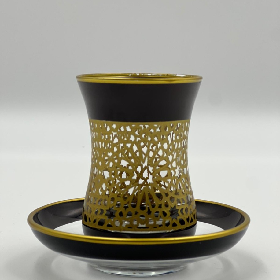 Lazer Kesim Desenli İnce Belli 6 Kişilik Çay Bardağı Seti