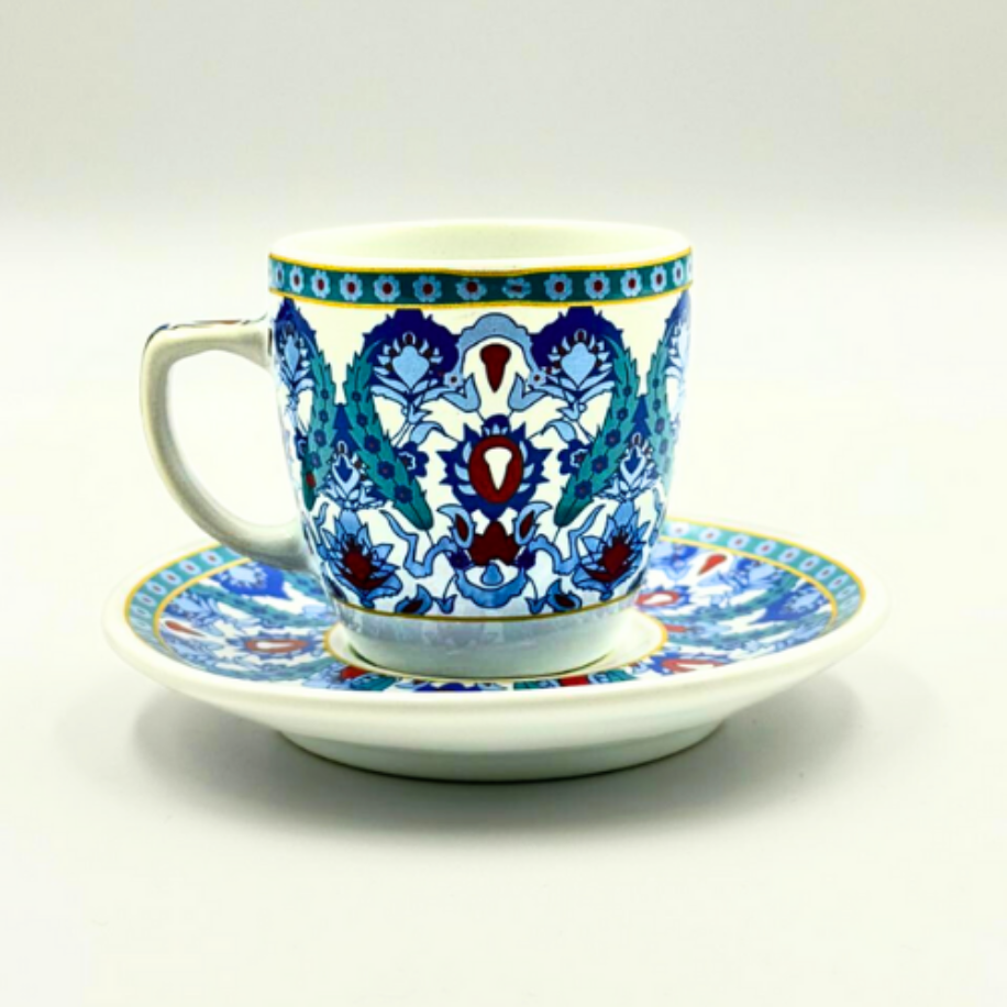 Kütahya Çinisi El Dekoru Porselen 6 Kişilik Kahve Fincan Takımı