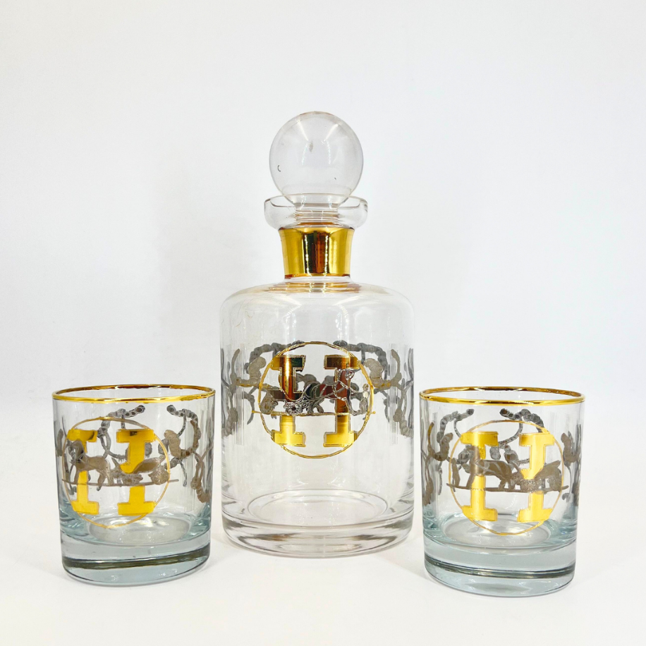 Altın Yaldızlı H Harfi Karaf ve Bardak Seti