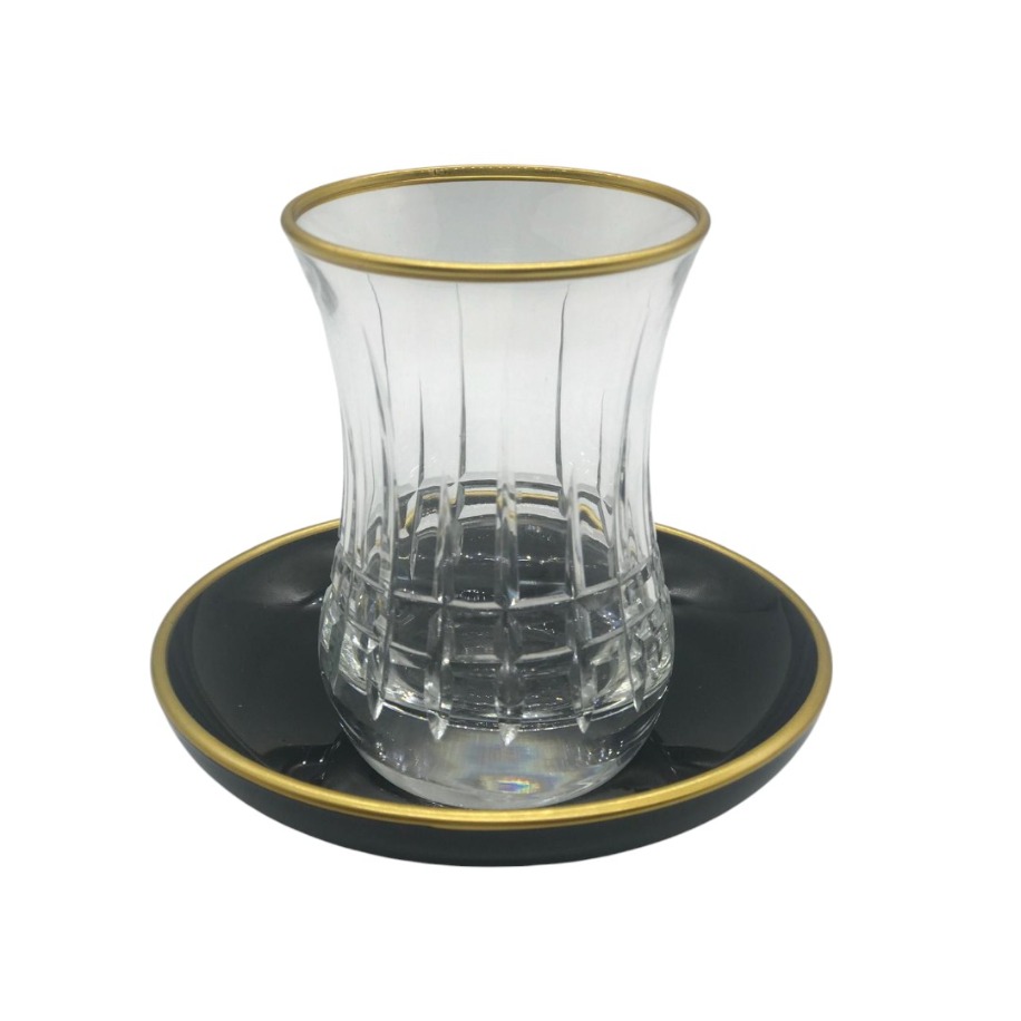 Lüks Baklava Desenli 6 Kişilik Çay Bardağı Seti