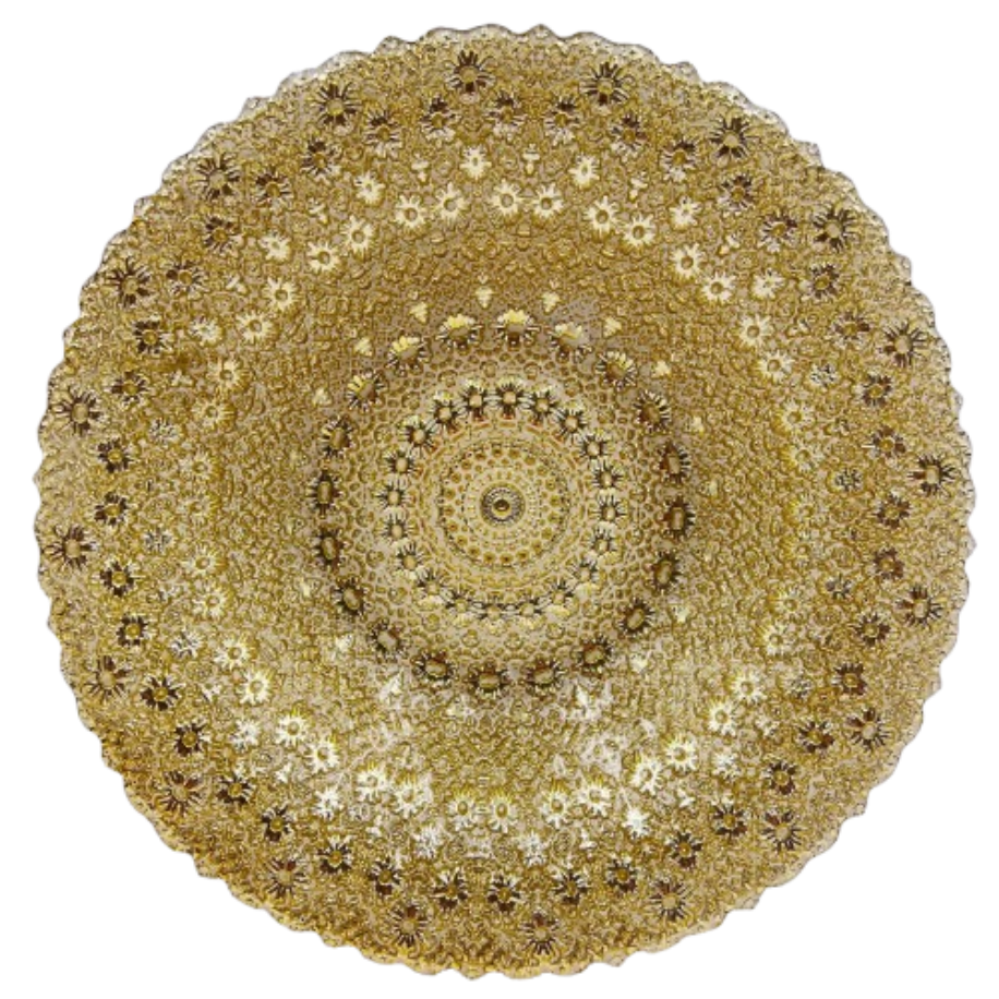 Kabartmalı Dekoratif Cam Tabak Gold