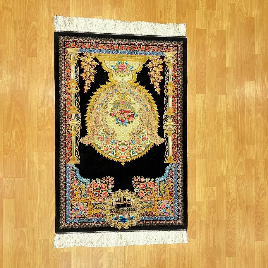 Osmanlı Tarzı Siyah İran İpek Seccade