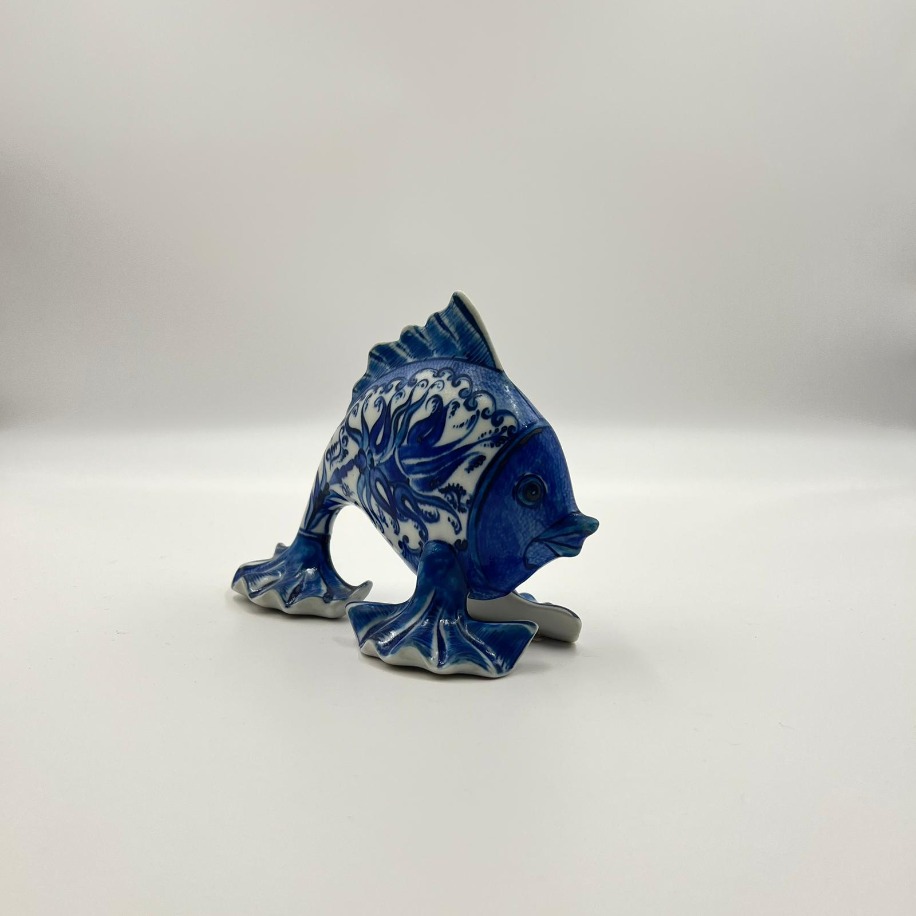 Dekoratif Seramik Lale Motifli Balık Biblo 