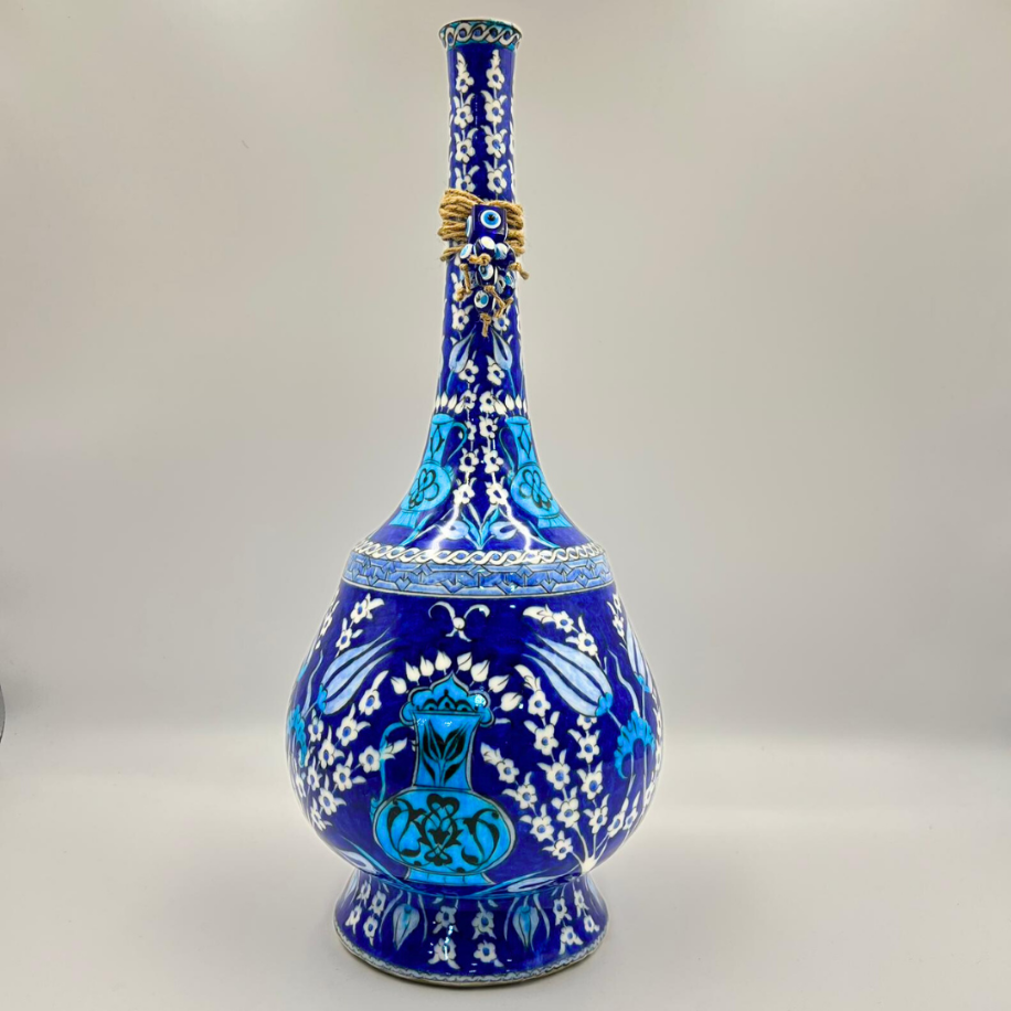 Dekoratif Seramik Özel Seri Ahü-Nazar Motifli Vazo 