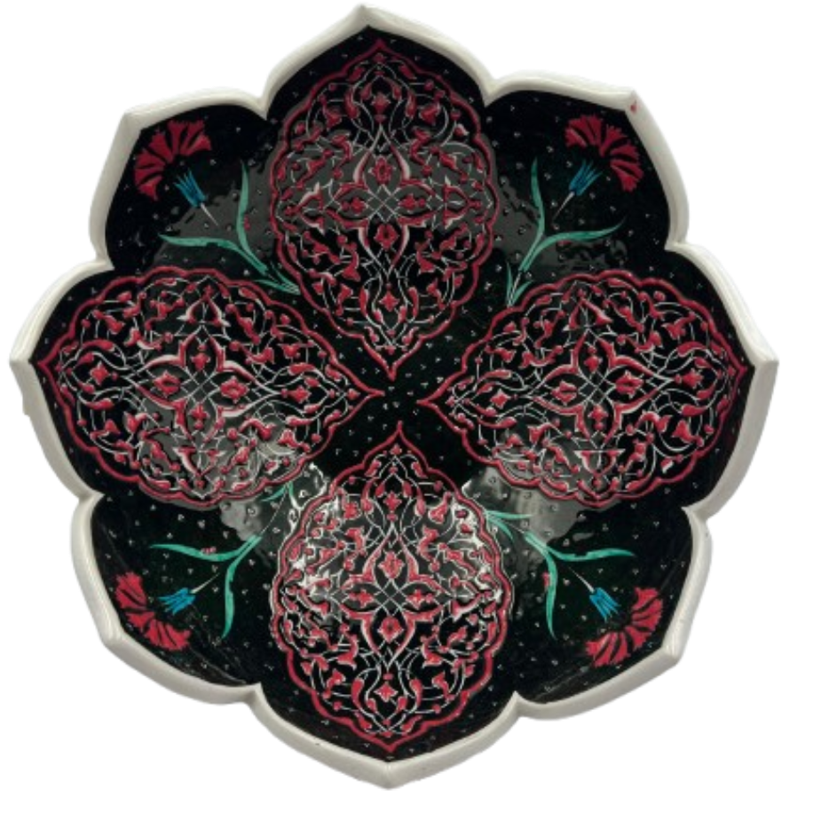 Rumi Motifli El Boyaması Dekoratif Büyük Boy Seramik Kase