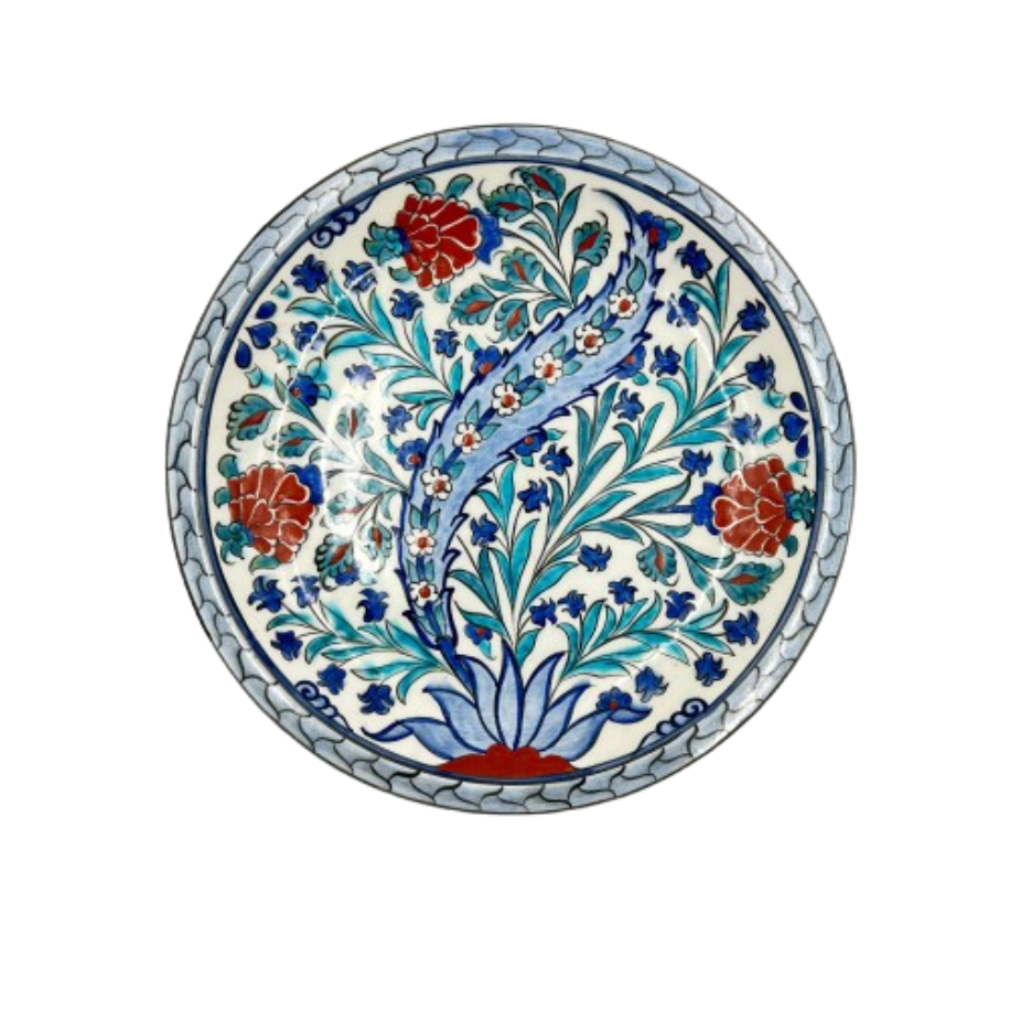 Dekoratif Seramik Renkli Karanfil 30 CM Tabak