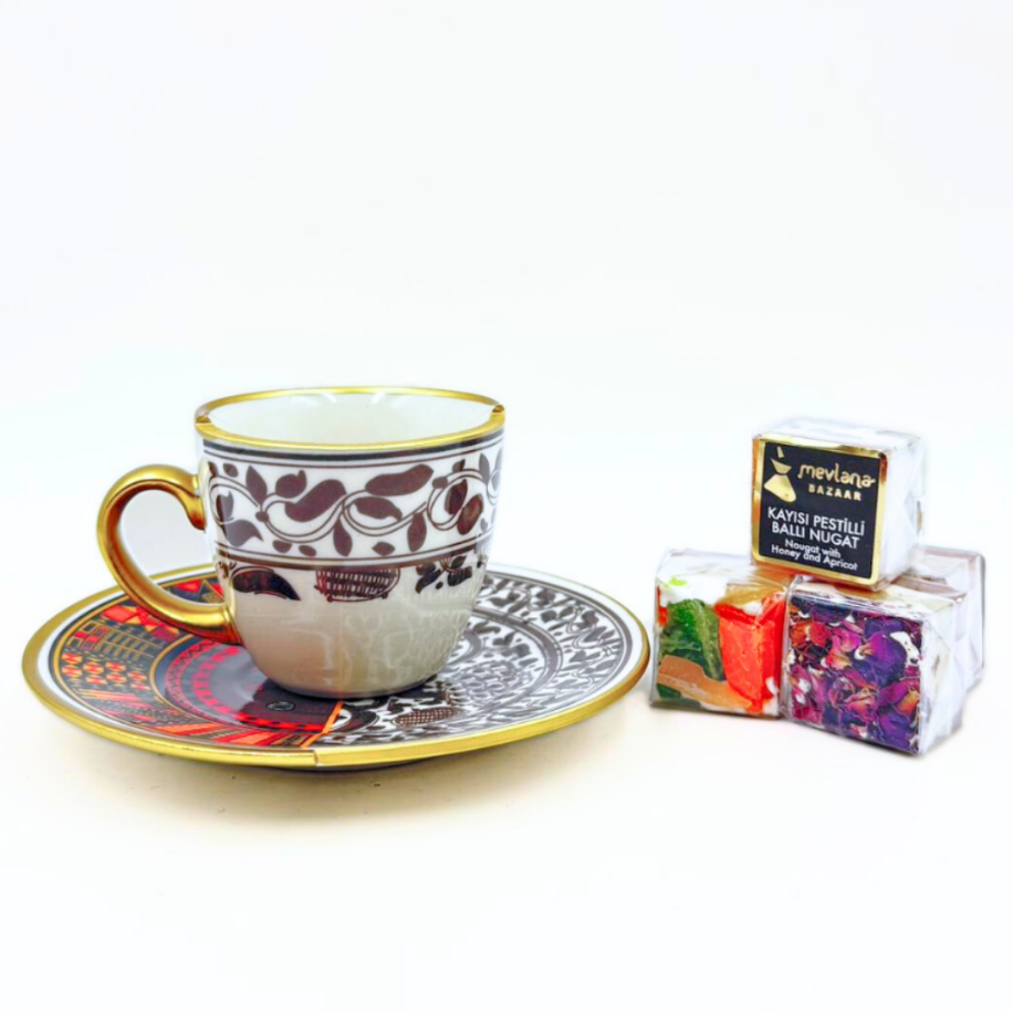 İki Desenli Seletti 6 Kişilik Kahve Fincan Takımı