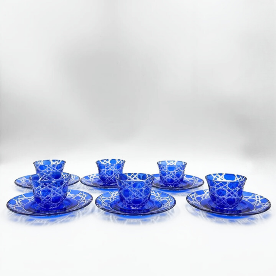 Premium Kristal Türk Çay Bardağı- Kahve Bardağı Seti 18 Parça