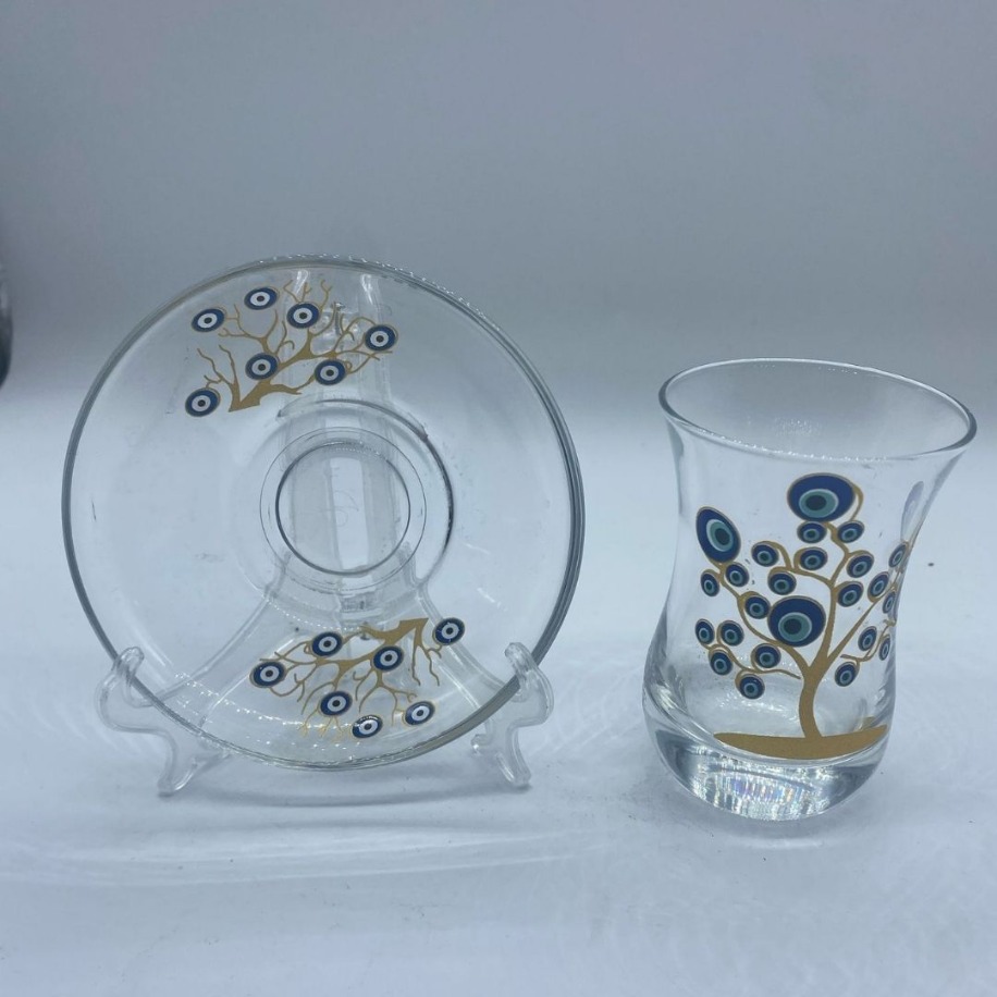 Hayat Ağacı Desenli 6 Kişilik Çay Bardağı Seti