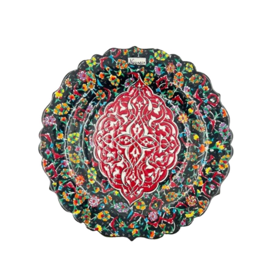 Dekoratif Seramik Osmanlı Çiçekli Büyük Boy Çini Tabak