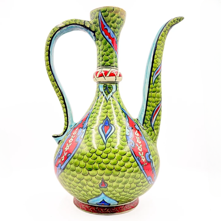 Balık Pulu Desenli Seramik Çini Sürahi