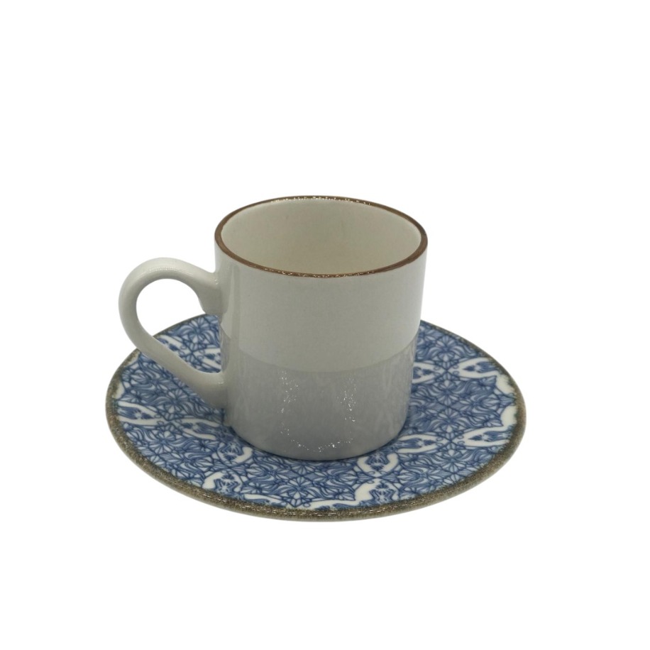 Mavi Beyaz Desenli 6'lı Kahve Fincan Takımı